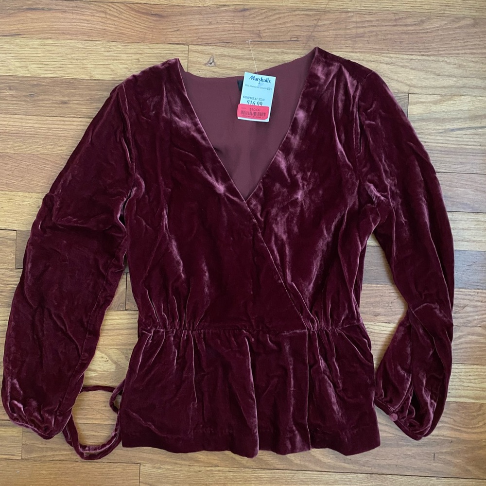 J Crew Velvet Long Sleeve Top Size 4 NWT